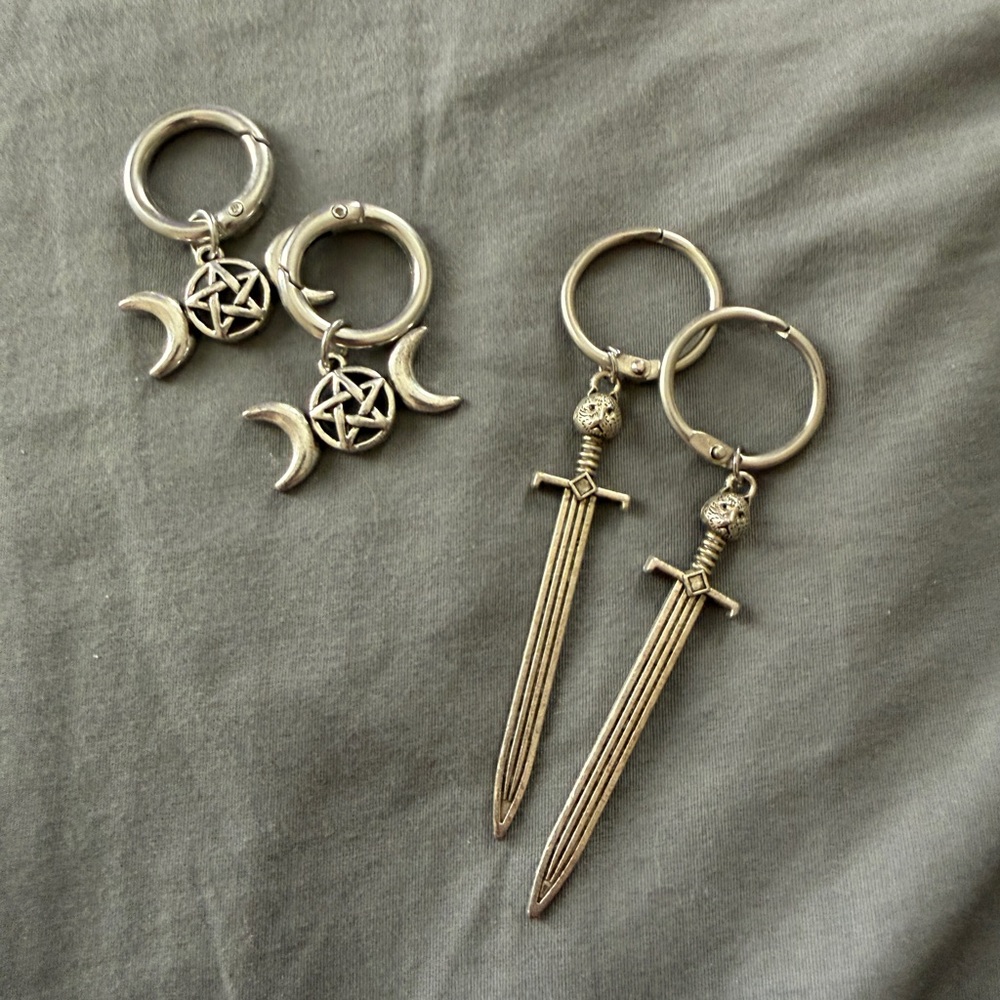 Silver Sword and Moon Boot Charms